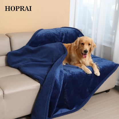 Dog Blanket, Waterproof Reversible Sherpa Fleece Throw Blanket, Furniture Cover for Bed, Couch, Sofa Protection from Liquid Pee and Pet Fur of Puppy, Cat (Navy Blue XS20*27inches) - color: Navy Blue, size: 20*27