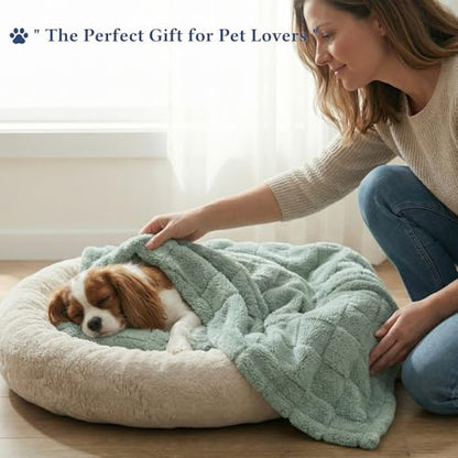 David's Home Large Dog Blankets Washable Pet Bed Cover, Soft Fluffy Fuzzy Cat Puppy Blanket with Premium 300GSM Fleece for Pet Kitten Doggy, Aqua Gray, 50x60IN - color: Aqua Gray, size: Throw