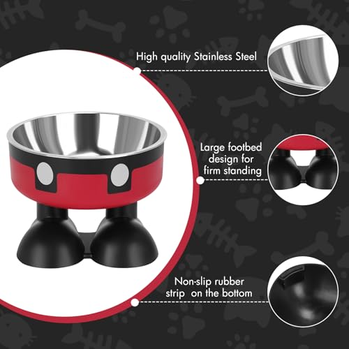 Elevated Cat Food Water Bowls,2 Pack Raised Cat Dog Bowls with Stand,Stainless Steel Cute Cat Dishes for Cats Dogs Kitten Puppies Small Pets Feeding Non-Slip Base