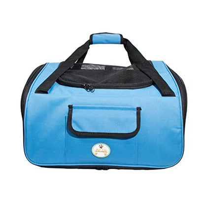 Pet Life ® 'Ultra-Lock' Collapsible Safety Travel Wire Folding Pet Carseat or Dog Car Seat Carrier with Side Pockets - color: Blue