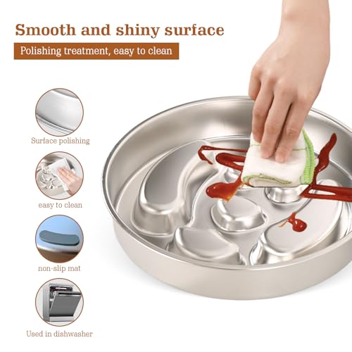 Stainless Steel Slow Feeder Dog Bowls – Non-Slip Metal Dog Bowl for Large & Medium Breeds, Puppy Puzzle Feeder – 2 Cup Capacity for Small to Big Pets – Durable Slow Feed Dog & Cat Food Dish - color: Face