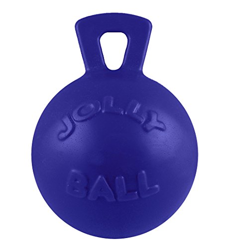 Jolly Pets Tug-n-Toss Heavy Duty Dog Toy Ball with Handle, 4.5 Inches/Small, Blue (445 BL) - color: Blue, size: Small (4.5 in)