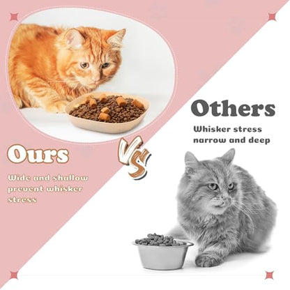 Tioncy 24 Pcs Fatigue Relief Cat Bowl 5.7 Inch Shallow Cat Food Dish Wide and Small Pet Wet Feeding Bowl for Kitten Short Legged Kitten Ferrets Feral Small Animals(Pink, Beige,Classic) - color: Pink, Beige, style: Classic