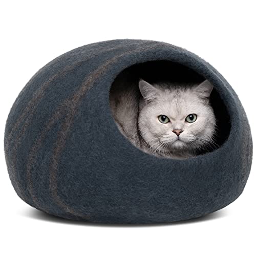 MEOWFIA Premium Felt CAT CAVE Bed, Medium, Slate Grey - color: Slate Grey, size: Medium
