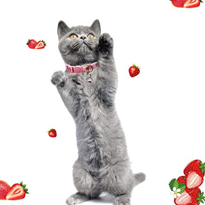 4 Pack Cat Kitten Collar Breakaway with Bell Quick Release Safe Buckle Adjustable Cat Kitten Collar - color: 2#Fruit, size: Kitten(Neck:6"-8")