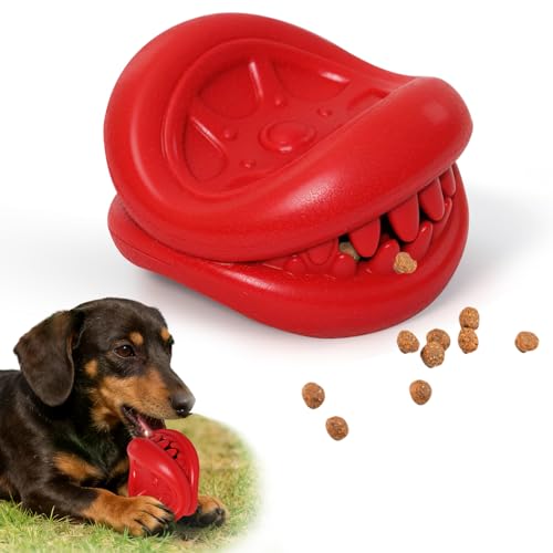 Treat Dispensing Dog Toys - Durable Natural Rubber Chew Toy for Large Medium Dogs, Aggressive Chewer Dog Toys, Relieve Boredom Separation Anxiety & Cleans Teeth, Dishwasher Safe - color: Red Tire