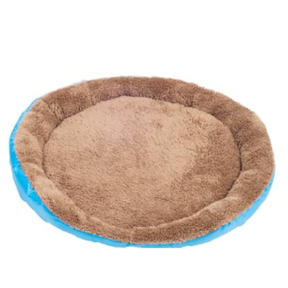 Round Cat Bed - Soft Plush Faux Fur Pet Mat, Washable & Durable, Anti-Slip Waterproof Bottom, Perfect for Small Dogs, Cats, Kittens & Puppies - color: Blue