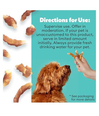 Wiggles & Wags Twists Dog Treats, Chicken and Coconut Flavor, 10 oz, with DN Essentials Bone-Shaped Waste Bag Dispenser & Roll