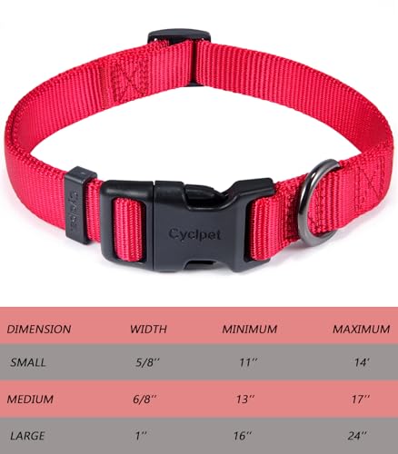 Premium Traditional Nylon Webbing Adjustable Dog Collars,Durable and Smooth Regular 1 Inch Wide Dog Collars with Quick Release Snap for Large Breed Dogs Daily Helper. (Large, Chili Pepper) - color: Chili Pepper, size: Large 16-24 Inches