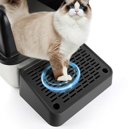 Cat Litter Box Ramp, Litter Box Step Mat with Filter Function, Cat Litter Catcher for Self-Cleaning Litter Boxes, Cats Pedal Stool Ideal for Kitten & Elderly Cats (Black) - color: Black