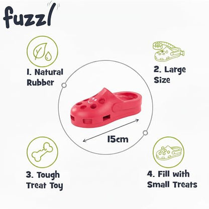 Fuzzl Clog Treat Toy for Dogs – Natural Rubber Chew Toy – Durable, Interactive Enrichment Feeder – Eco-Friendly, Non-Toxic & Dishwasher Safe – Red - style: Clog Red