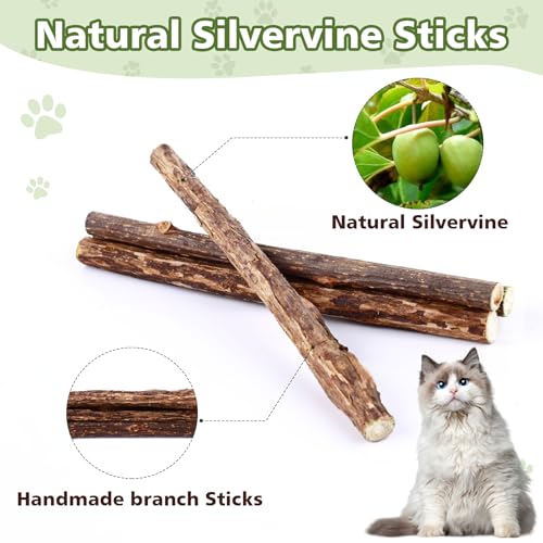 WOUSEDO 27 Pack Catnip Chew Toys for Cats,Cotton Sisal Rope Toys,Cat Natural Silvervine Sticks,for Cat Teeth Cleaning and Dental Care,Interactive Toy for Bored Indoor Cats - size: 27 PACK