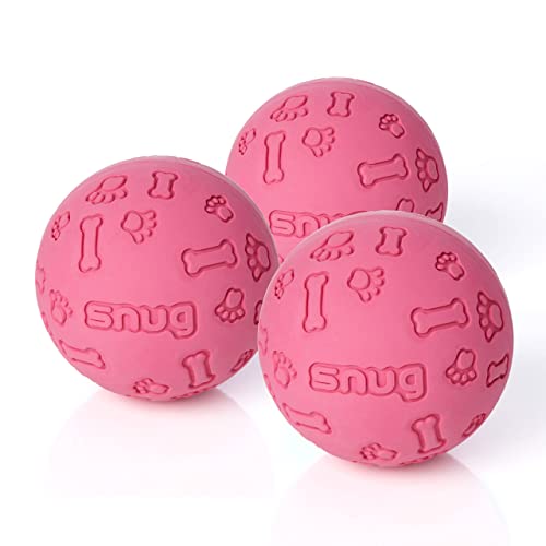 Snug Rubber Dog Balls for Small and Medium Dogs - Tennis Ball Size - Virtually Indestructible (3 Pack - Pink) - color: Pink