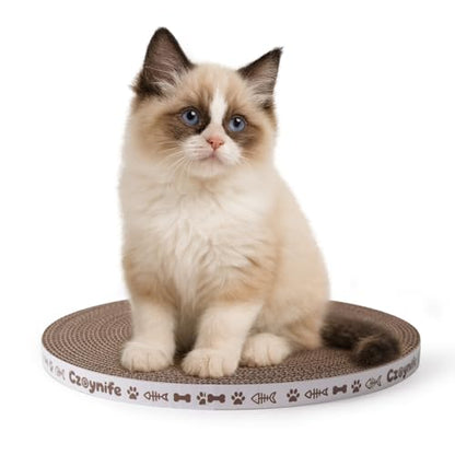 10 Inch Round Cat Scratcher Pad Refill - 3/5 Inch Thick Compressed Cardboard, Universal Fit for Round Scratching Posts & Standalone Use, Protect Furniture for Indoor Cats (1 PCS) - size: 1 PCS
