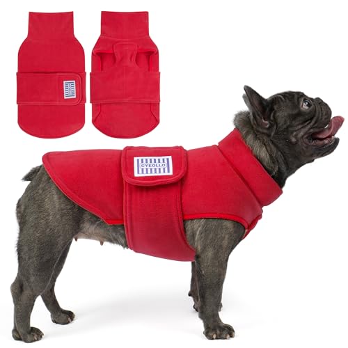 cyeollo Small Dog Sweater, Fleece Dog Sweaters Turtleneck Vest Soft Puppy Sweatshirt Stretchy Pet Fall Autumn Coat Warm Winter Clothes for Small Dogs Girl, Red L - color: Red, size: Large