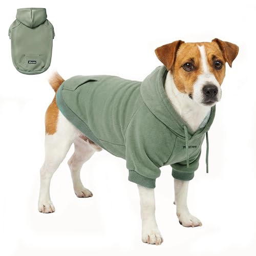 Tuff Pupper Dog Hoodie | Premium Quality Insulated Fabric | Ultra Soft Interior for Superior Comfort | Elastic Cuffs & Drawstring for Warmth | Stretch Fit Suitable for All Breeds (Teal, S) - color: Sage Teal, size: 15-25 lbs (Small)