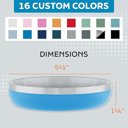 Master Pet Supply Stainless Steel Cat Bowls - 9 oz Heavy Duty - True Blue, Double Wall Extra-Thick Insulated, Non-Slip Pet Water Bowl for Cats & Pets, Anti Rust Metal, Dishwasher Safe - color: True Blue