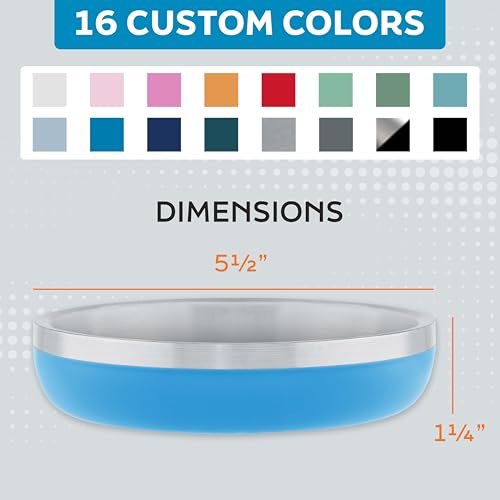 Master Pet Supply Stainless Steel Cat Bowls - 9 oz Heavy Duty - True Blue, Double Wall Extra-Thick Insulated, Non-Slip Pet Water Bowl for Cats & Pets, Anti Rust Metal, Dishwasher Safe - color: True Blue