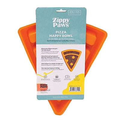 ZippyPaws - Happy Bowl - Slow Feeder Dog Bowl - Up to 10x Slower Eating - Dishwasher Safe, Non Slip - Pizza