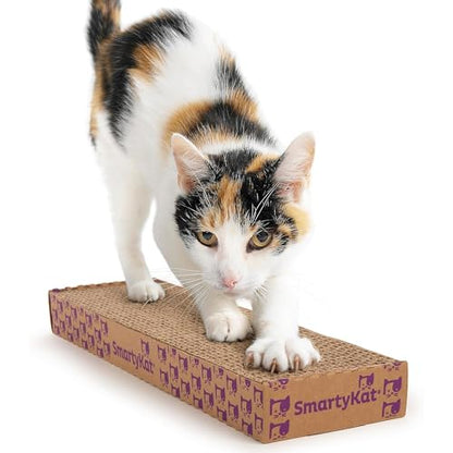 SmartyKat Super Scratcher Corrugated Cat Scratcher and Scratch Pad for Cats, Catnip Infused with Catnip, Scratchers for Indoor Cats and Kittens, Cardboard Scratching Post - size: One Size, style: Rectangle Scratcher