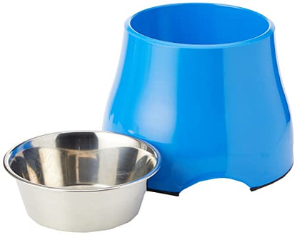 Dogit Elevated Dog Bowl, Stainless Steel Dog Food and Water Bowl for Large Dogs, Blue, 73751 - color: Blue, size: Large