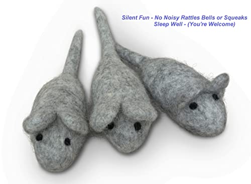 Cat Mouse Toy - 3 Felted Wool Mouse Toys Without Catnip for Indoor Cats and Kittens - Large Handmade Mice