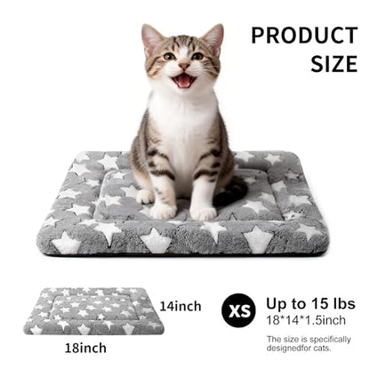 Dog Crate Mat, 4 Piece Reversible Pet Bed, Polyester, Machine Washable, Small Dogs & Cats, Rectangular (Gray Star, 18" L x 14" W x 1.5Th) - color: Grey Star-4pcs, size: 18"L x 14"W x 1.5"Th