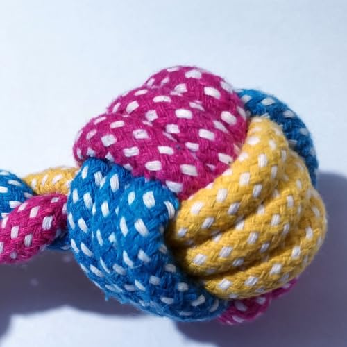 Dog Cat Puppy Teething Chew Toys,Dog Chew Rope Toy,Safe Braided Rabbit Toys Healthy Gift (Dumbbell) - color: Colorful dumbbells