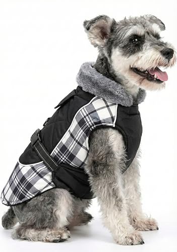 Dog Coats for Small Medium Dogs Winter Jacket Outdoor Stylish Clothes with Nylon Waterproof Material and 100% Polyester Fleece Lining, Black, 2XL - color: Black, size: XX-Large