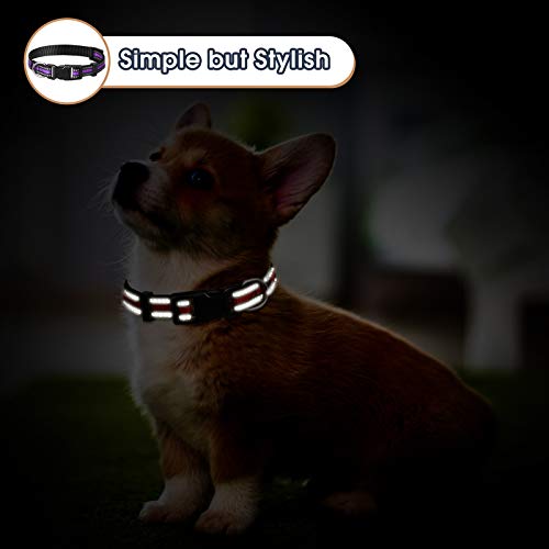 Weewooday 3 Pieces Reflective Dog Collar Nylon Adjustable Quick Release Pet Collars for Dogs(Small) - size: Small