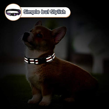 Weewooday 3 Pieces Reflective Dog Collar Nylon Adjustable Quick Release Pet Collars for Dogs(Small) - size: Small