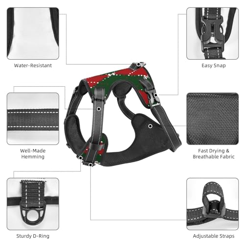 Rhombic Large Dog Harness Soft Padded Adjustable Dog Vest, Reflective Harness with Easy Control Handle - size: Large