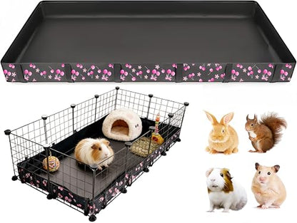 DZWLKJ Guinea Pig Cage Liner,Washable Tarp Bottom Base,Cherry Graphic,28"x56", Reusable for Rabbit, Chinchilla, Hedgehog, Ferret & Other Small Animals. - size: C&C 2x4(28x56 inches)