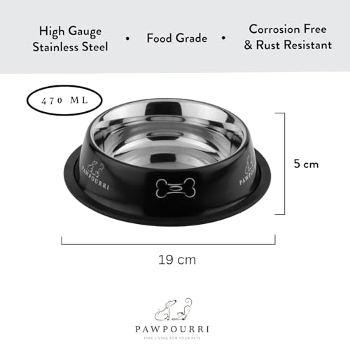 Stainless Steel Dog Bowl Pack of 2, Food & Water Bowl for Dogs, Durable Dog Feeding Bowl, Bowls for Small Dogs, Easy to Clean, Anti-Skid Pet Bowl - 16 oz (Silver) - color: Silver