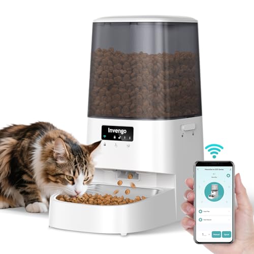 Automatic Cat Feeder with App Control, 5L Food Dispenser for Cats and Small Dogs, 2.4/5G Wi-Fi, Programmable Portions, Anti-Jam & Fresh-Lock, Stainless Steel Bowl, Easy to Clean - color: White, size: Single-Bowl