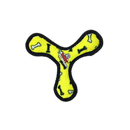 TUFFY Jr. Soft Dog Toy – Yellow Boomerang Bone | Multi‑Layer Durable Plush | Tug, Toss & Fetch | Machine Washable & Floatable - color: Yellow Bone, style: Bowmerang