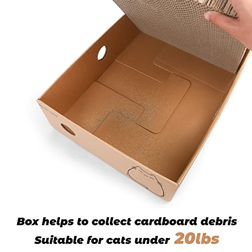 PrimePets Cat Scratcher, Wide Cat Scratch Pad with Box, 5 Pack, XL Reversible Scratcher Cardboard for Indoor Cats, 17x13x5'' Kitty Bed Scratching Board with Catnip, Convenient Replacement Hole Design