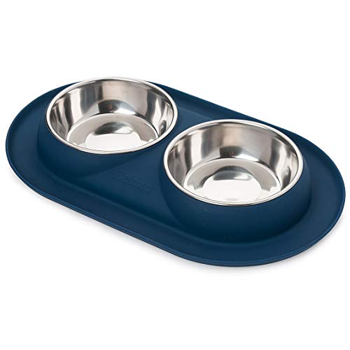 Bonza Cat or Small Dog Bowls with Spill-Proof Mat,12 oz Stainless Steel Feeding Dishes - size: Feeding Station