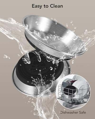Stainless Steel Cat Bowls 6PCS, Non-Slip cat Food Dishes, Metal Pet Food and Water Bowls, Whisker Friendly with Wide and Shallow Design, 6.3'' Wide, 0.7mm Thick Steel, Pet Dish for Kitten and Dog - color: 6PC-6.3in