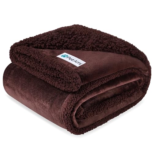 PetAmi Waterproof Dog Blanket for Couch, Large 60x40, Pee Proof Sherpa Fleece Reversible Pet Throw, Furniture Protector for Bed Sofa Kennel, Soft Washable Cover for Medium Dogs Cats, Brown Sherpa - color: Brown/Brown Sherpa, size: Large 60 X 40 Inches
