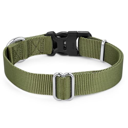 Mikivery Nylon Dog Collar with Quick Release Buckle Soft Adjustable Sturdy for Small Medium Large Dogs Military Green,L - color: Military Green, size: L：17.5"-25.5"