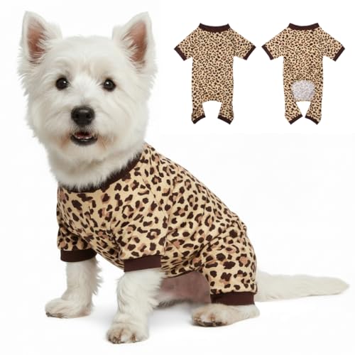 2026 New Cotton Dog Pajamas for Small & Medium Dogs - Soft Pet Onesie, Comfy Puppy Coat with Various Prints, Cute Pet Apparel for Dogs Leopard Print Large - color: Brown-Leopard Print, size: Large