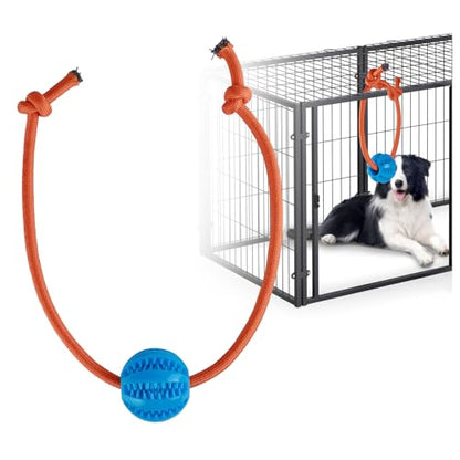 Engaging Chew Toys for Dogs - Puppy Crate Training Aids, Puzzle Treat Dispenser with Rope Ball for Reducing Stress and Anxiety, Compatible with Peanut Butter Treats (Blue) - color: Blue