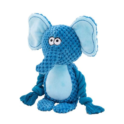 Dog Toys, Dog Squeaker Toys with Crinkle Paper, Stuffed Animal Dog Plush Chewing Toy, Cotton Rope Interactive Toys for Puppy, Small, Middle Dogs (Blue Elephant) - color: Blue