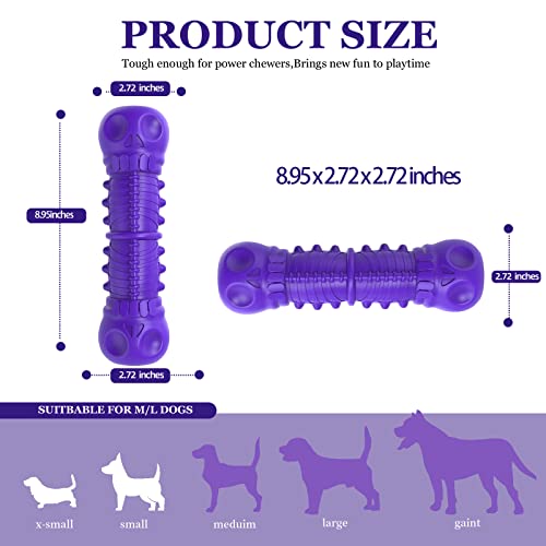 ZIKATON Dog Squeaky Toys for Aggressive Chewers, Durable Chew Toys for Large Medium Breed Dog, Dog Toys, Tough Durable Dogs Toys with Natural Rubber - color: A Violet