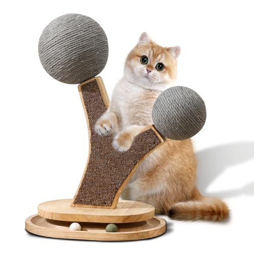 Cat Tree Cat Scratching Post with Vertical Cat Scratcher, Interactive Toy Balls, Handmade Cat Furniture with Natural Materials, Cute Kitten Scratch Post, Easy-to-Clean - color: SZ-6