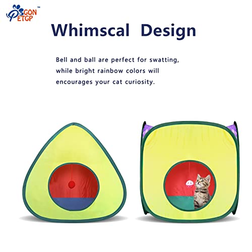 GONPETGP Cat Tunnel and Cubes Combo, Indoor Cat Tunnels with Play Ball, Interactive Crinkle Collapsible Tent and Cubes, All in One Set of 3 - color: Rainbow