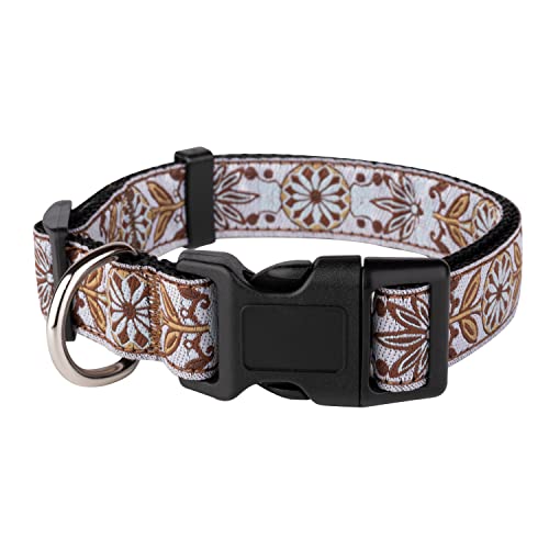 Dog Collars for Small Medium & Large Dogs - Female and Male Patterns on Long Lasting, Adjustable, Strong and Durable Puppy Quick Release Buckle, White Woven Collar - color: White Woven, size: X-Large