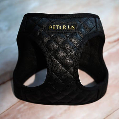 Step in Dog Cat Harness Choke Free Escape Proof Pet Vest Quilted Vegan Leather Breathable Mesh Padded for Small Medium Dogs (Black, Large) - color: Black, size: Large: Neck=12.5-14''/Chest:18-21''