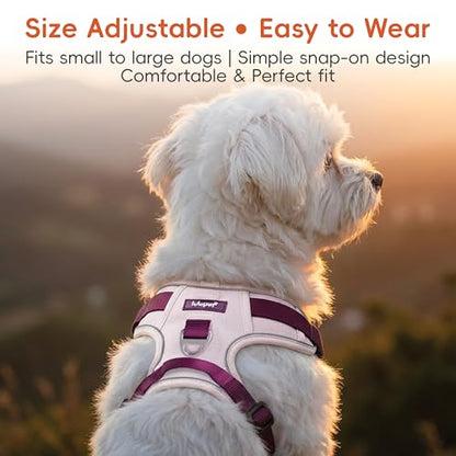 Pink Dog Harness Leash Collar Set, No Pull Reflective Dog Vest Harness with Control Handle, Adjustable Breathable Pet Harness for Small Medium Dogs Walking Training - color: Pink, size: M